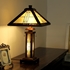 CHLOE Lighting EARLE Tiffany-style Mission 3 Light Double Lit Wooden Table Lamp